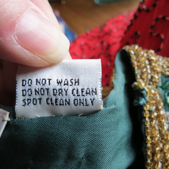 Laurence Kazar Green & Gold Vintage Beaded Silk Evening Cocktail Jacket Size XL - Picture 11 of 11